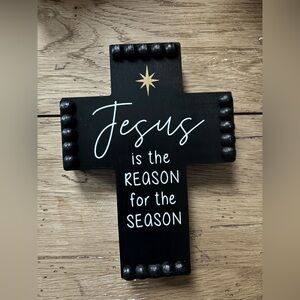 Black Wooden Religious Cross Decor